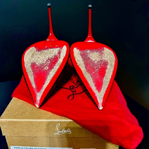 Christian Louboutin Pigalle Follies 100 Black Patent Pumps w/ Box & Dust Bag - Picture 3 of 4